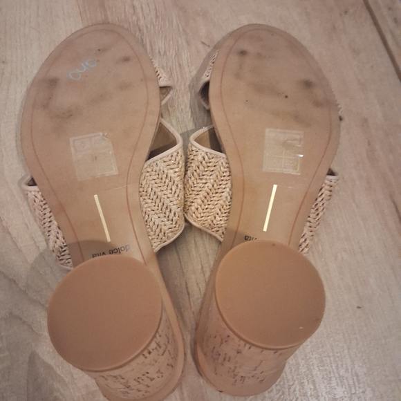 Dolce Vita Sandals Nude Tan Beige Raffia Rattan Heeled Heels Size 9.5 - Picture 5 of 5